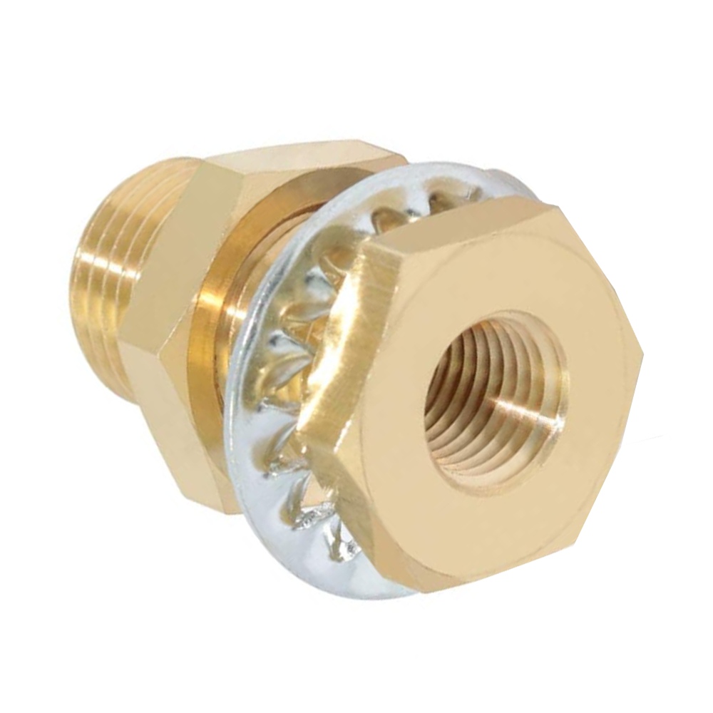 129-N4 FloFlex Brass Pipe Fitting<BR>Bulkhead Connector Short 1/4" Female x 1/4" Female NPT